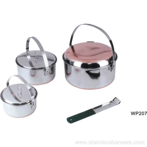 7 person stainless steel camping pots set